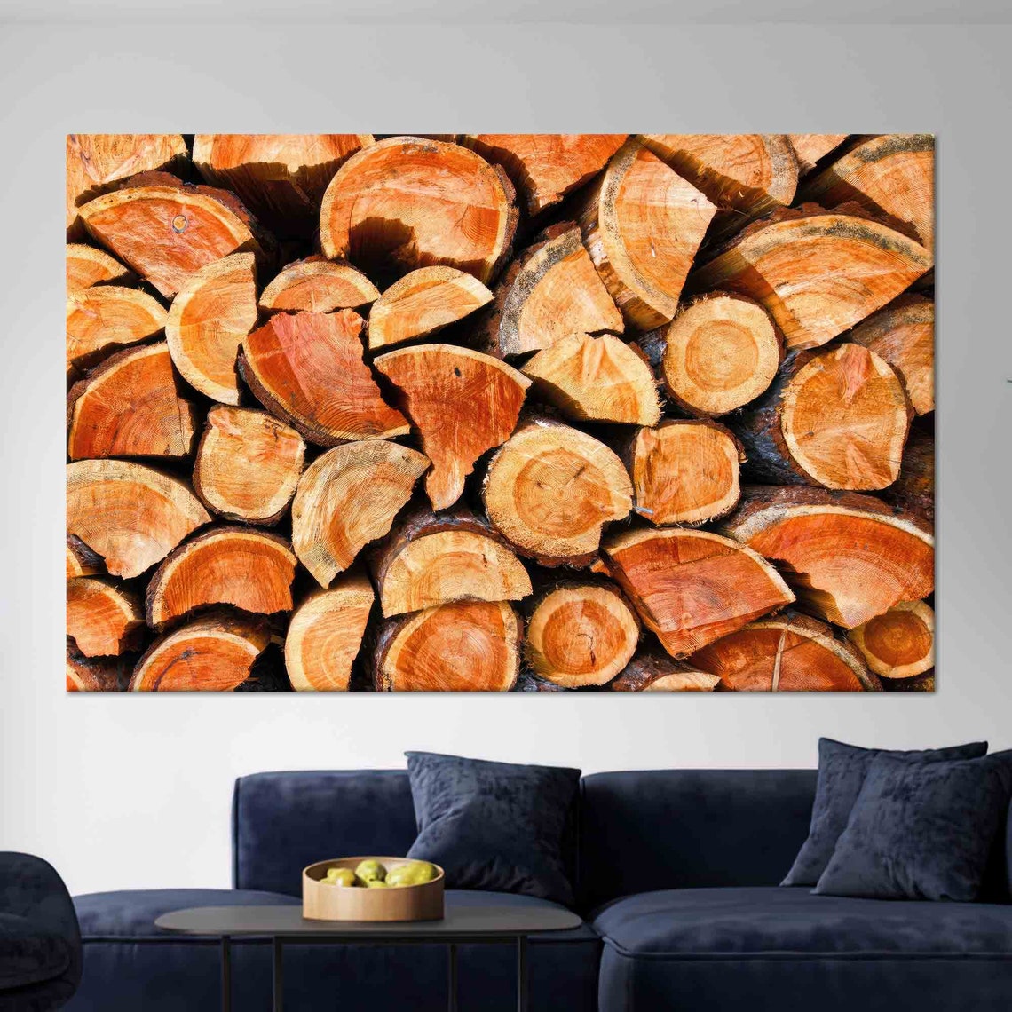 Stacked Firewood Logs Close Up Rustic Nature Photo Wall Poster
