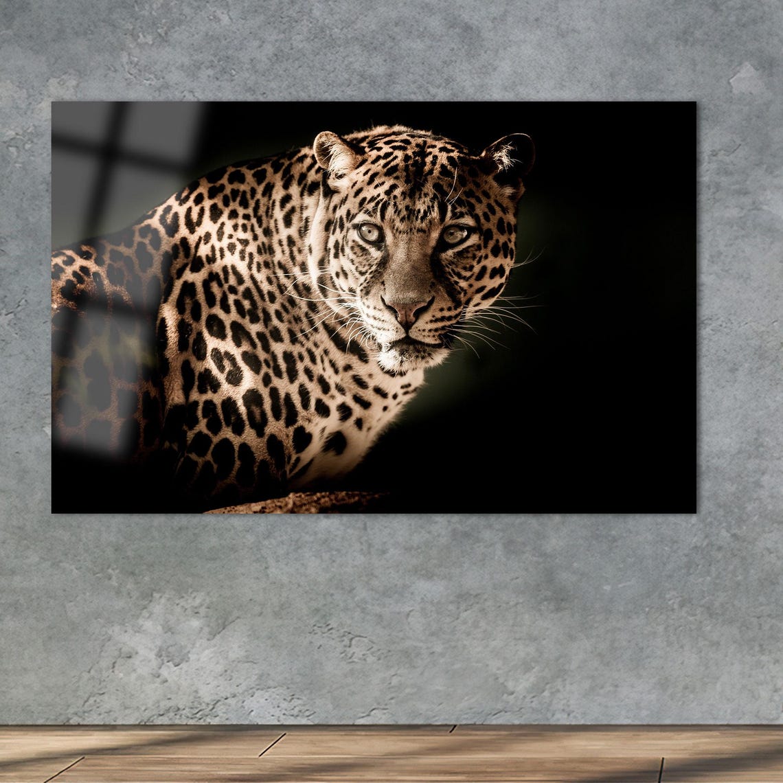 Spotted Leopard Close Up Portrait On Dark Background Animal Poster - Image 2