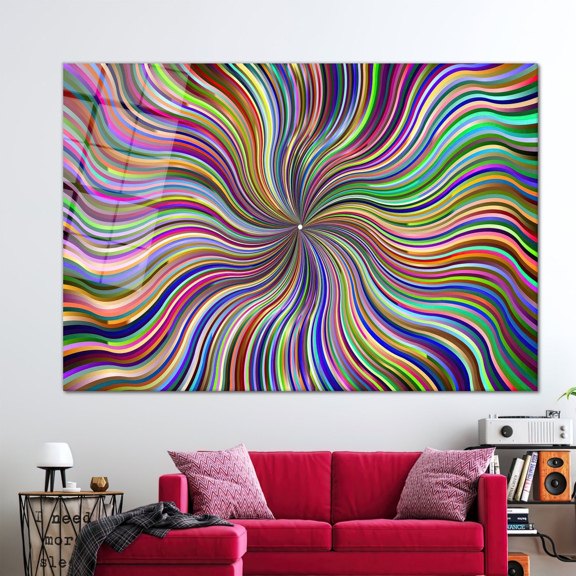 Rainbow Spiral Optical Illusion Psychedelic Colorful Lines Poster - Image 2