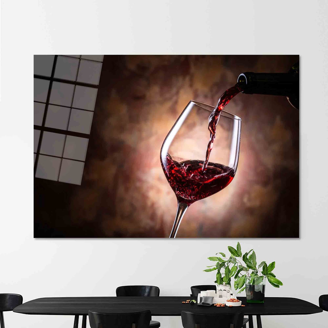 Red Wine Pouring Into Glass Dramatic Dark Kitchen Bar Poster - Image 2