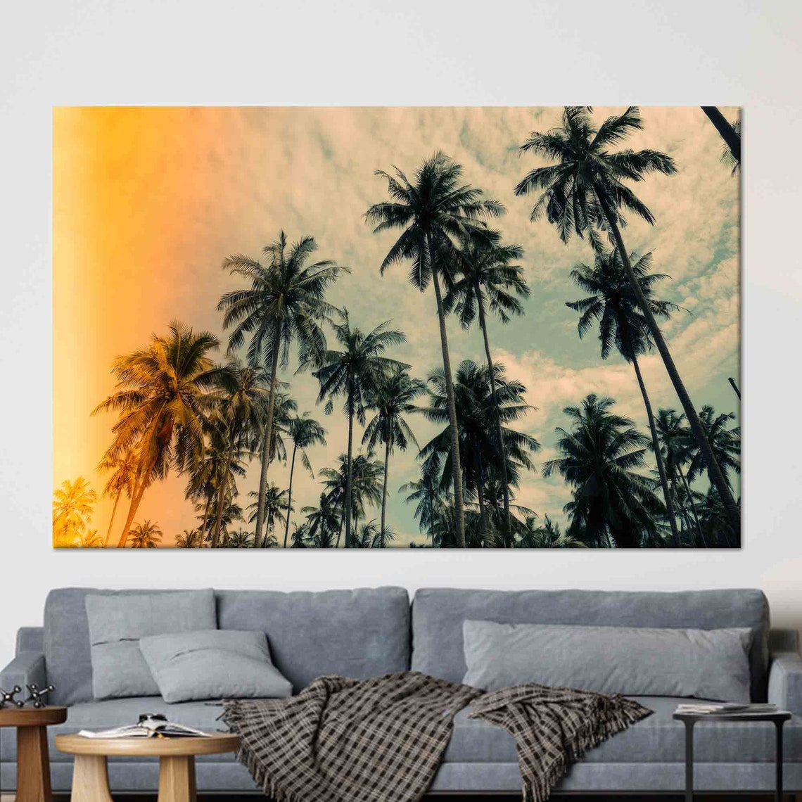 Palm Trees Silhouette Tropical Sunset Sky Exotic Beach Nature Poster