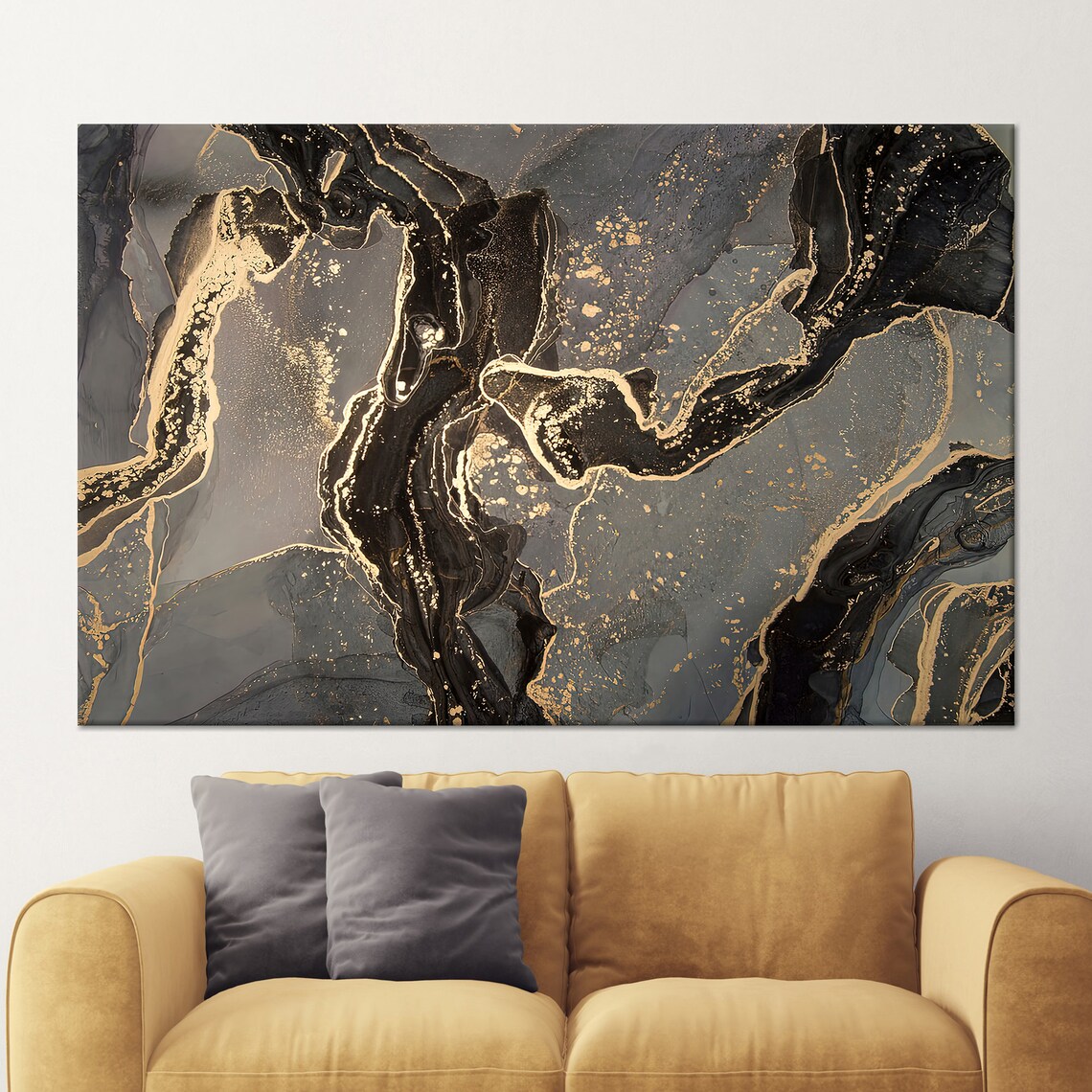Black Marble Abstract Art, Luxury Marble Design