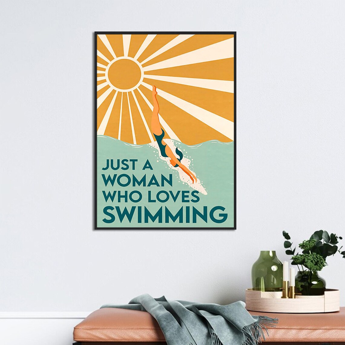 Vintage Swimming Girl Art Print, Poolside Decor - Image 3
