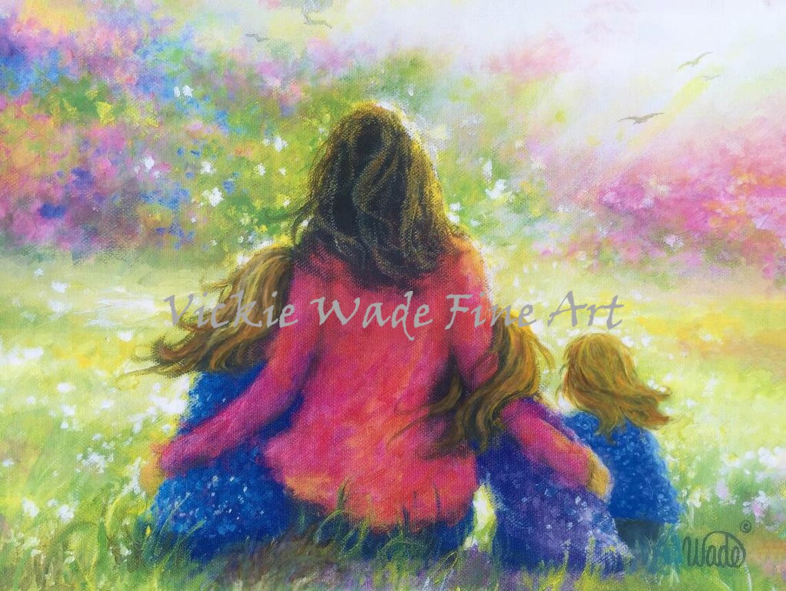 Mother and Three Daughters, Girls Room Art Print