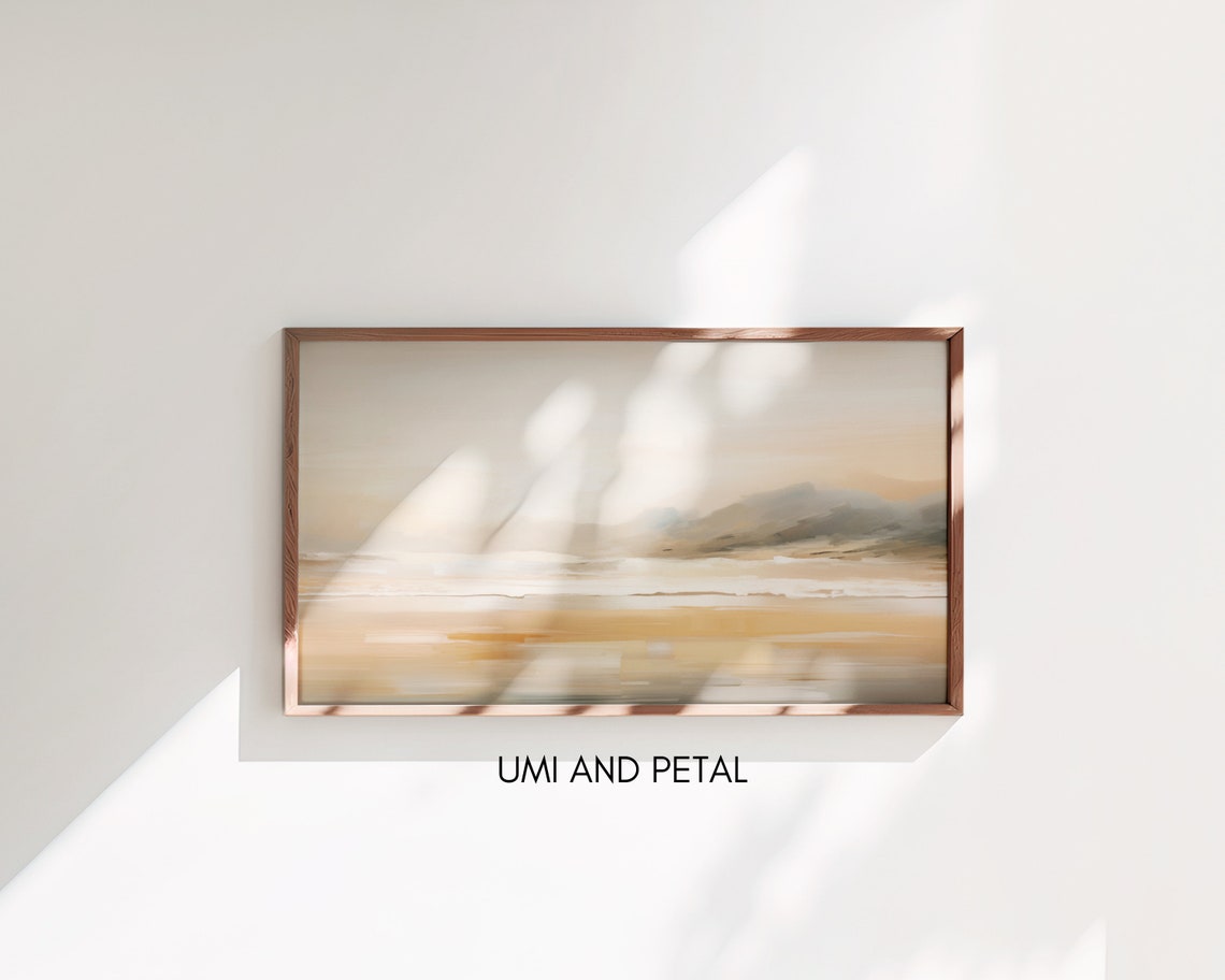 Cream Beige Abstract Seaside Horizon Calm Minimalist Art Poster - Image 3