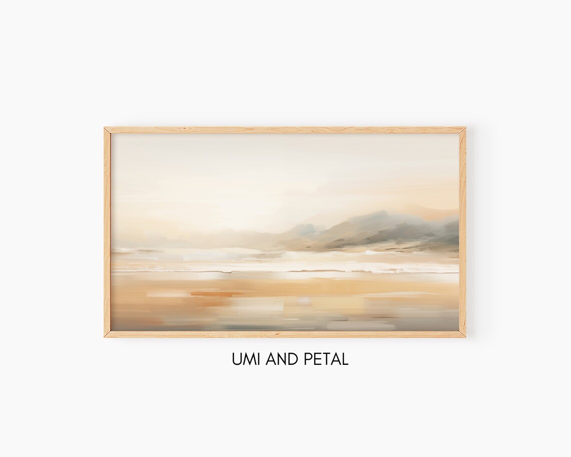 Cream Beige Abstract Seaside Horizon Calm Minimalist Art Poster