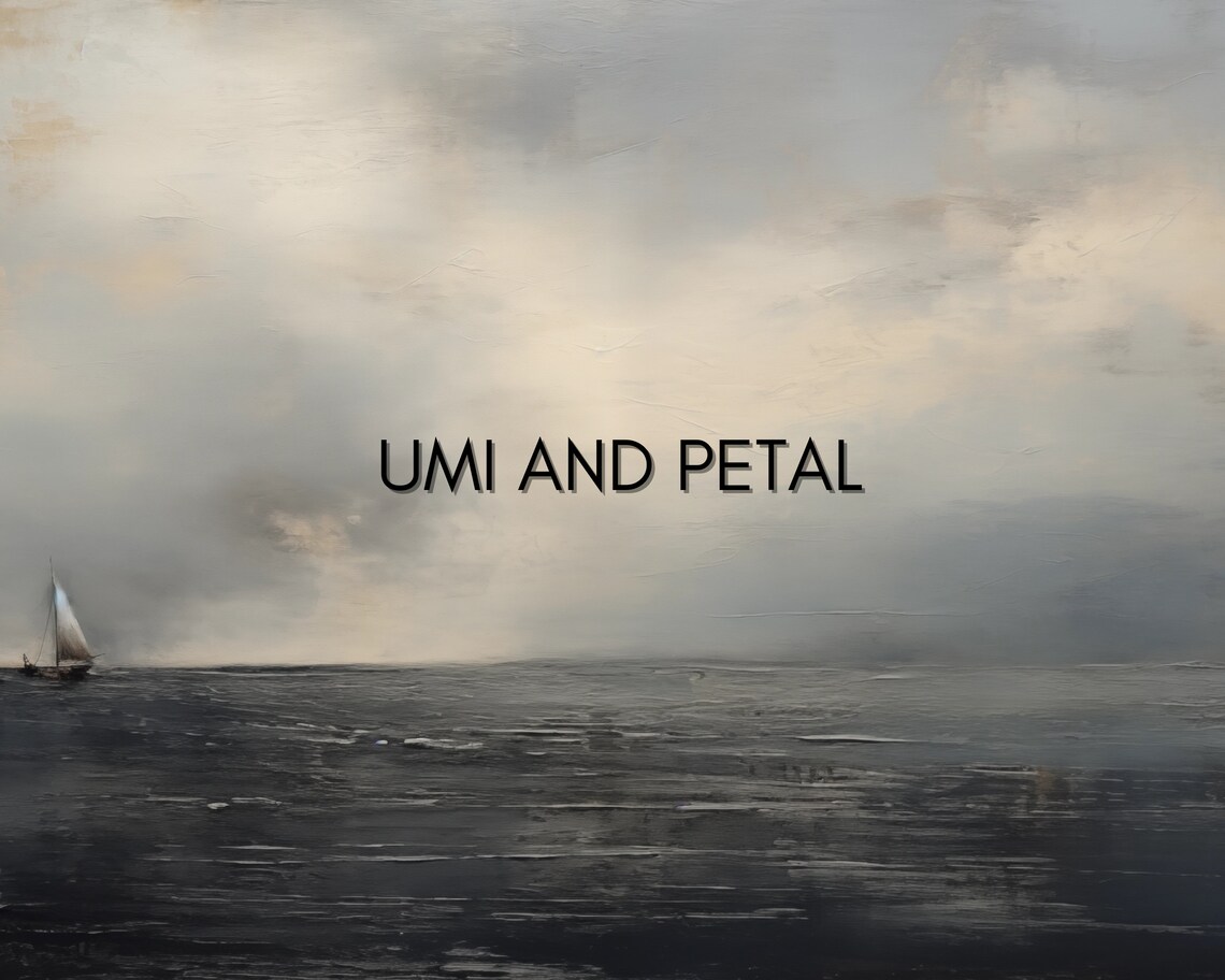 Moody Dark Ocean Sailboat Cloudy Sky Seascape Oil Painting Poster - Image 2