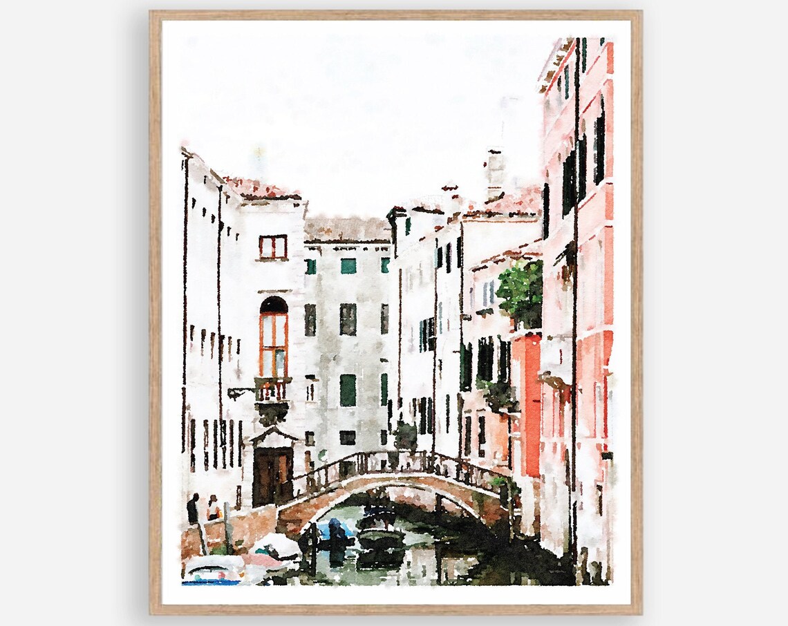 Venice Italy Watercolor Travel Poster, European Decor