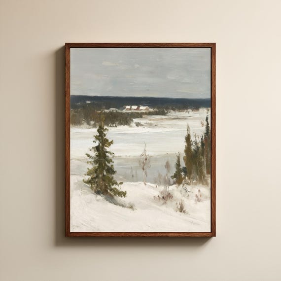 Winter Forest Wall Art Snowy Scandinavian Landscape