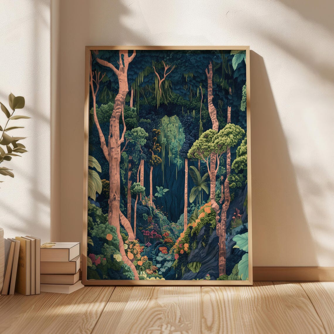 Emerald Tropical Forest Deep Green Canopy Japanese Style Wall Art