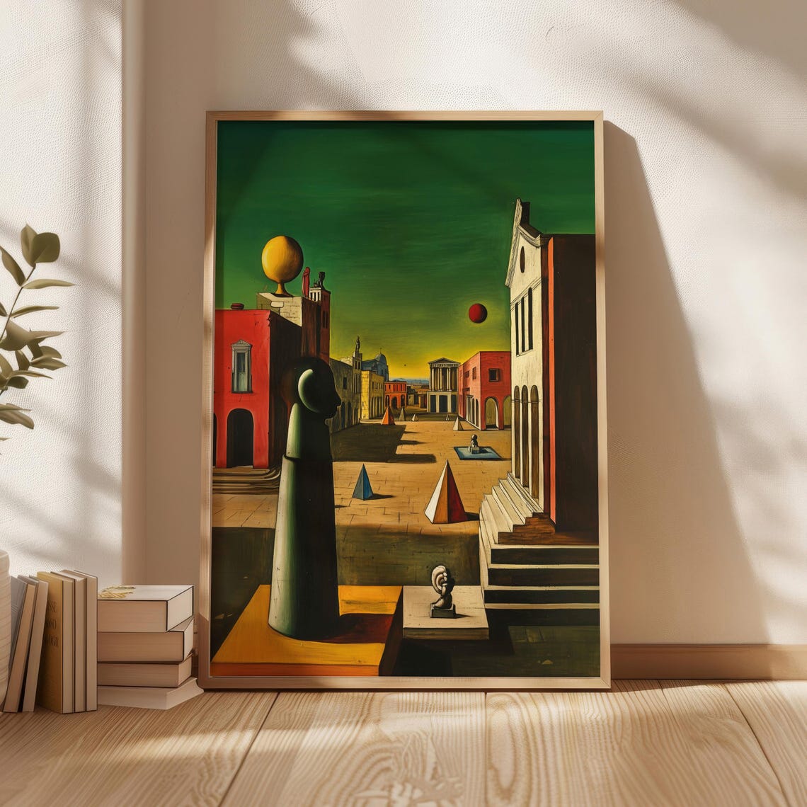 Metaphysical Style Surreal Italian Piazza Painting Art Poster