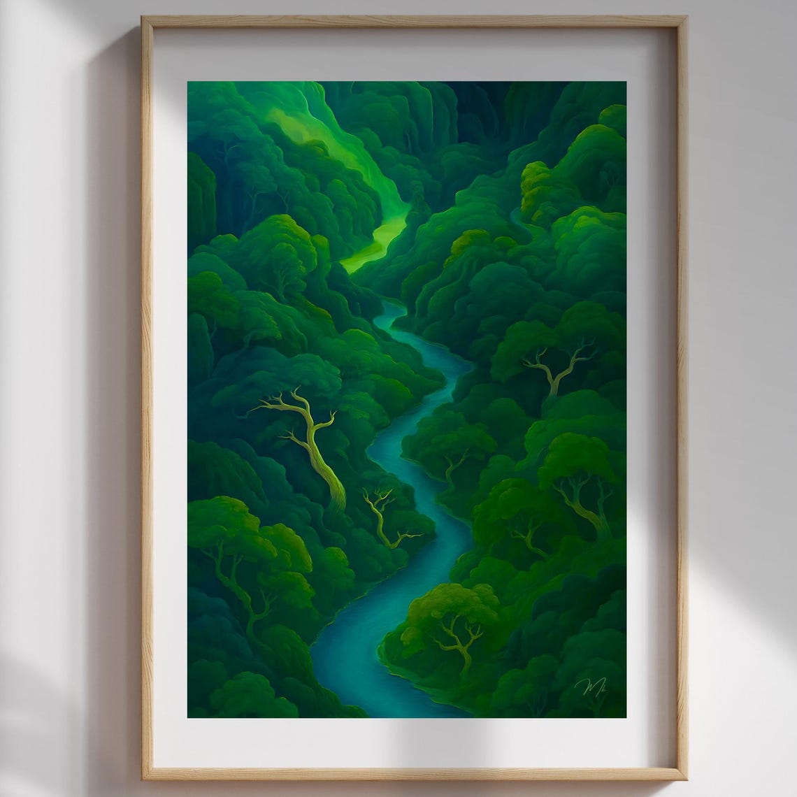 Emerald Forest Wall Art Minimalist Zen Landscape Print Japandi Wabisabi Decor
