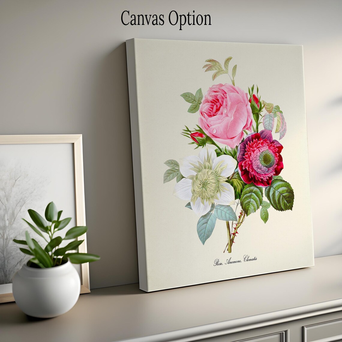 Rose Anemone Clematis Botanical Art Print, Flower Wall Art - Image 2