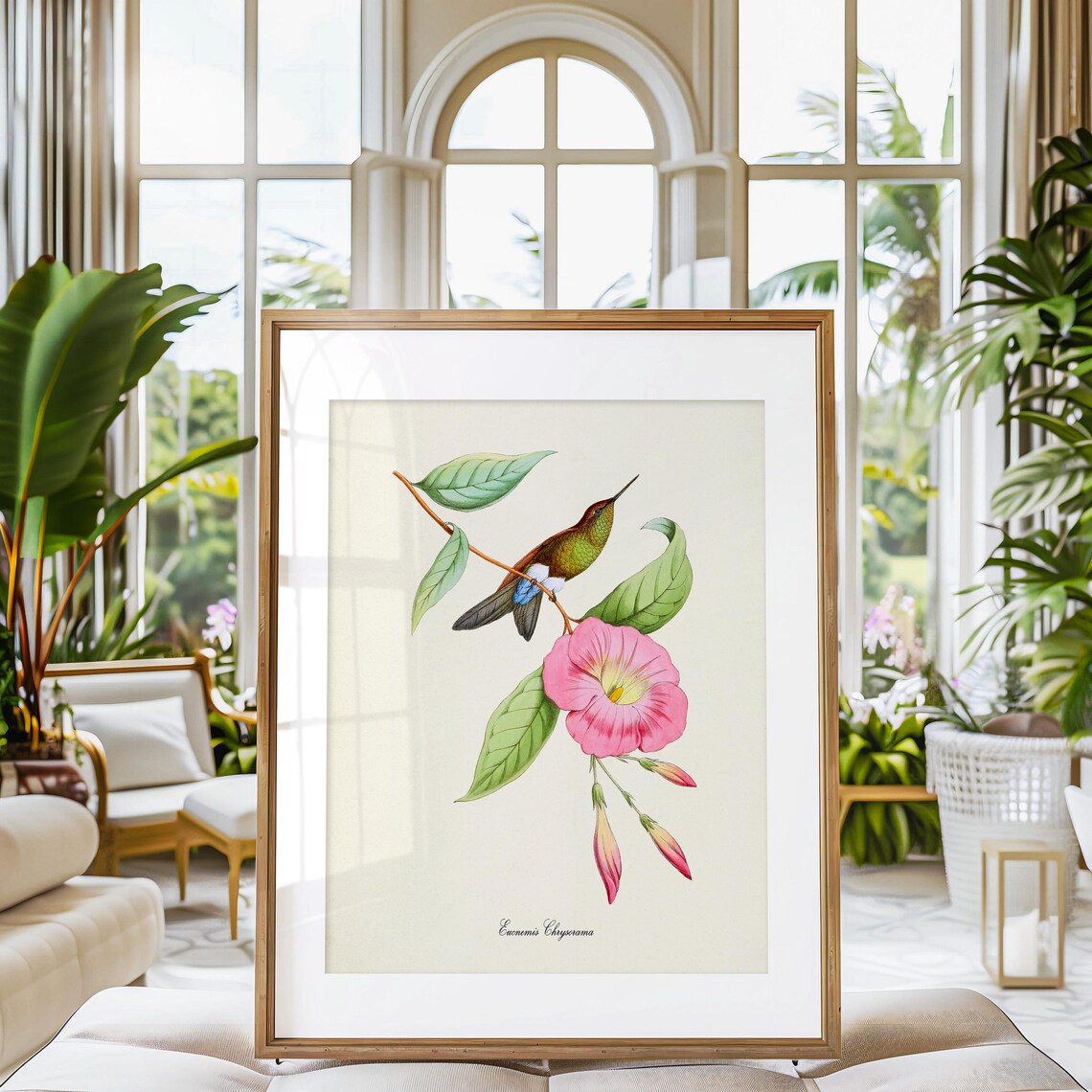 Hummingbird Floral Garden Art Print, Bird Poster - Image 3