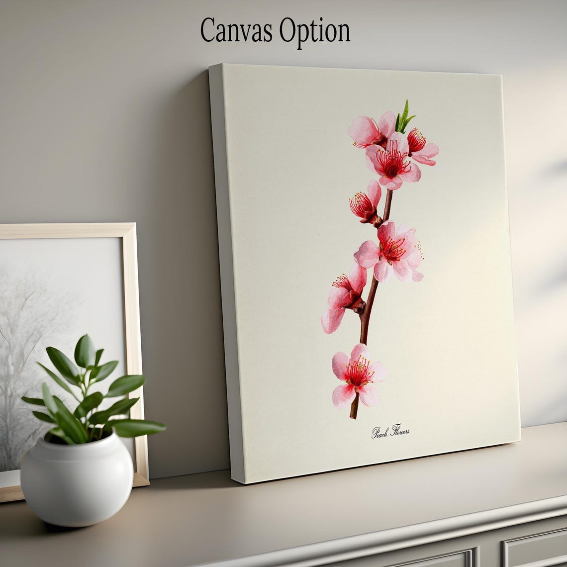 Pink Peach Blossoms on Branch Vintage Spring Floral Classic Poster - Image 2
