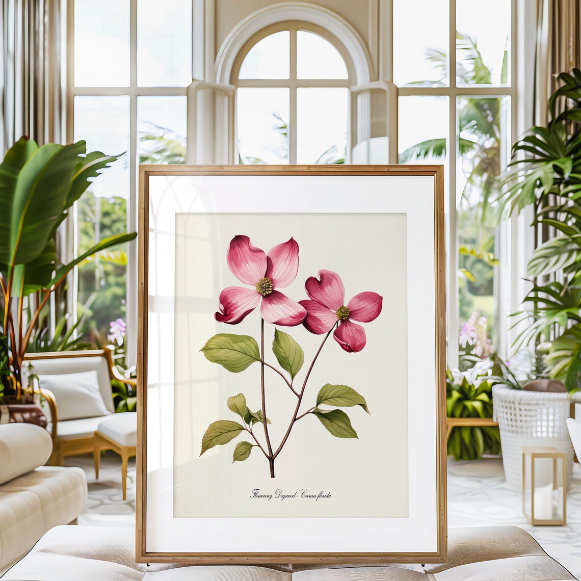 Pink Dogwood Flower Botanical Art Print, Cornus Florida - Image 3