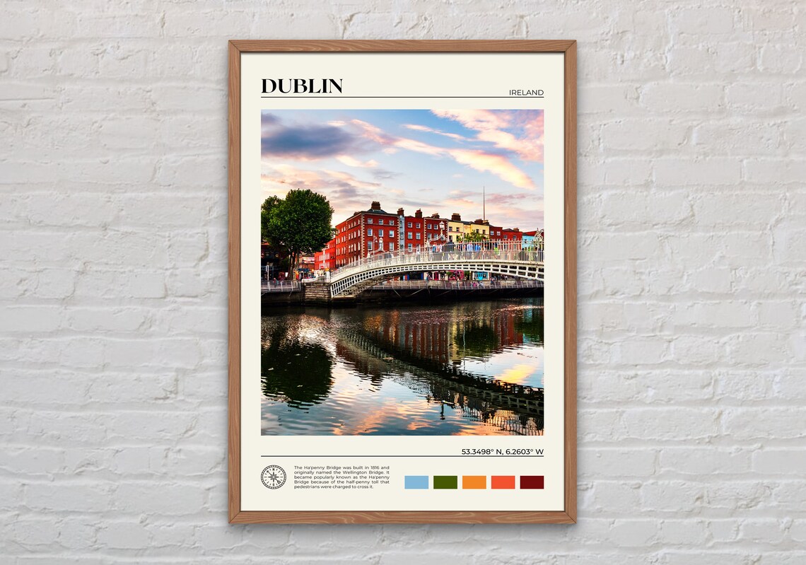 Dublin Travel Poster, Real Photo Wall Art