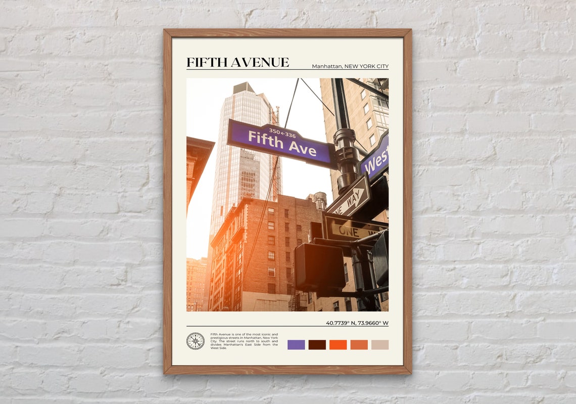 Fifth Avenue Manhattan New York City Street Sign Photo Poster