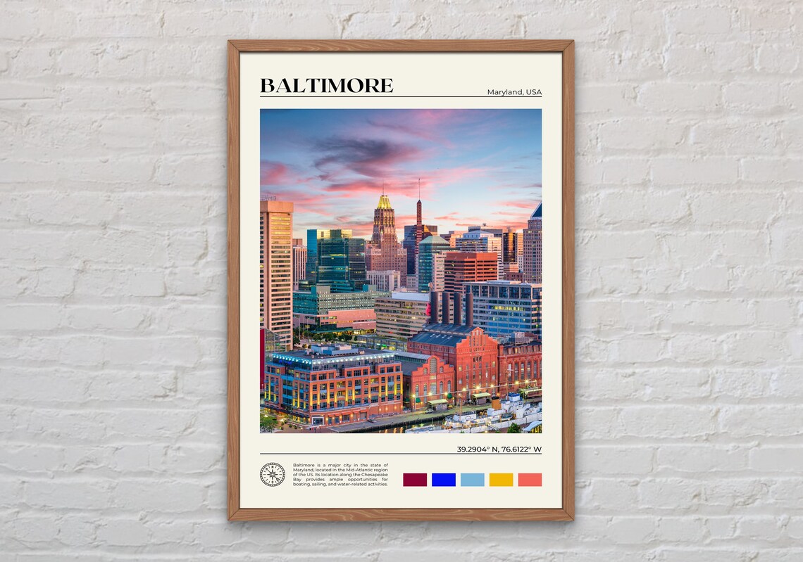 Baltimore Photo Travel Poster, USA Wall Art