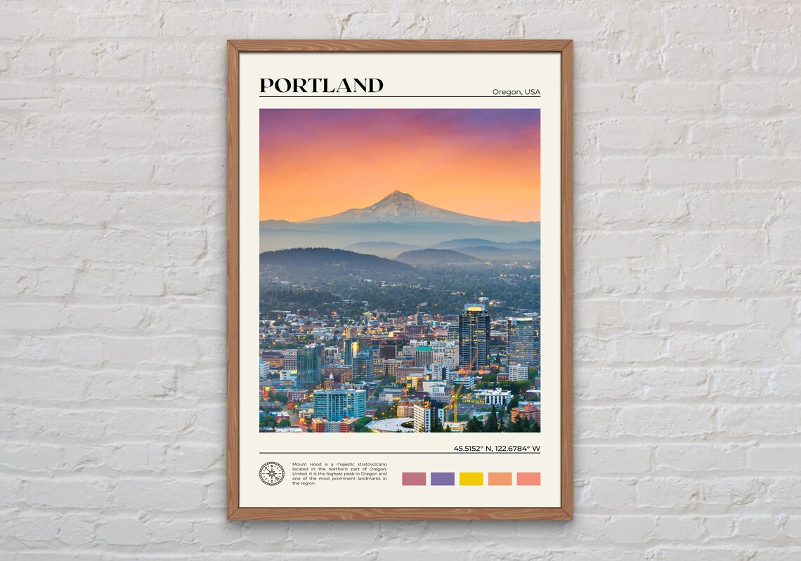 Portland Real Photo Travel Poster, Oregon Wall Art