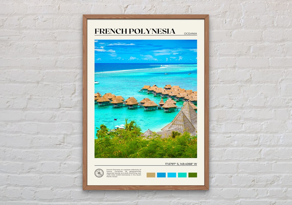 French Polynesia Travel Poster, Real Photo Wall Art