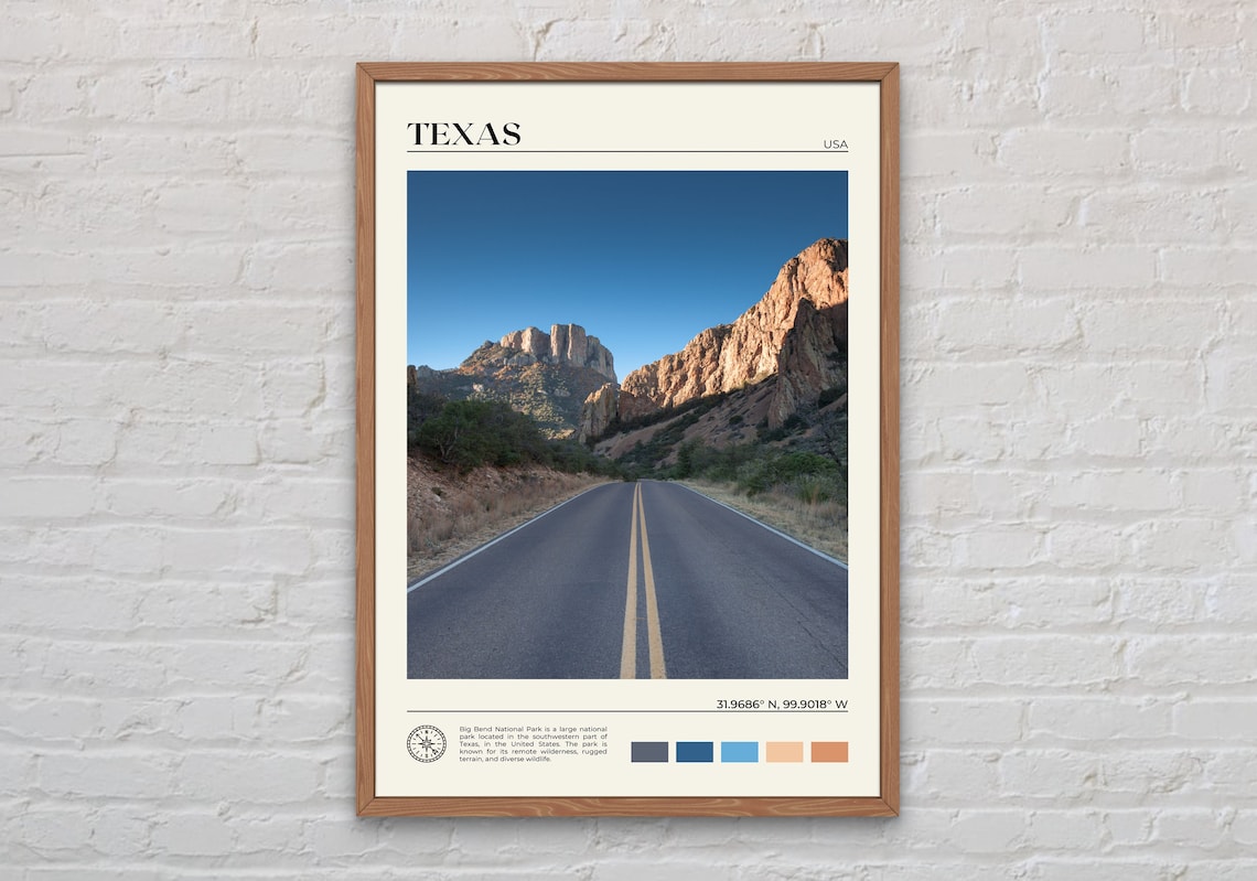 Texas Real Photo Travel Poster, United States Decor