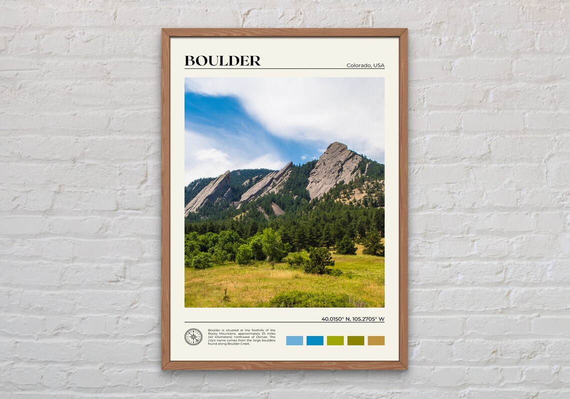 Boulder, Colorado Travel Poster, Wall Art Print