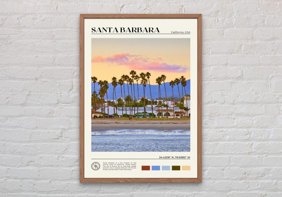 Santa Barbara Print, Holiday Wall Art Poster