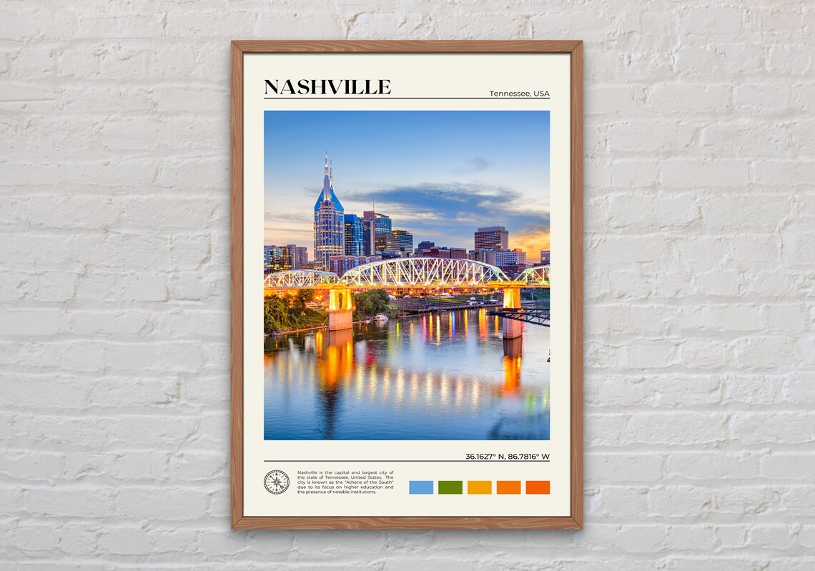 Nashville Real Photo Travel Poster, Wall Decor