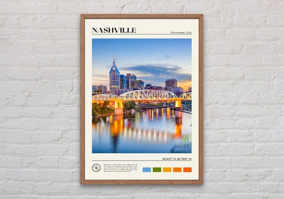Nashville Real Photo Travel Poster, Wall Decor