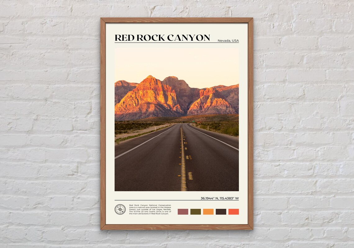 Red Rock Canyon Real Photo Travel Poster, Nevada