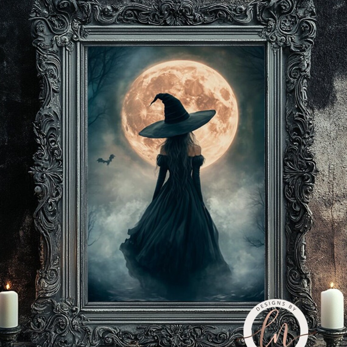 Gothic Witch Forest, Dark Academia Halloween Art Print - Image 4