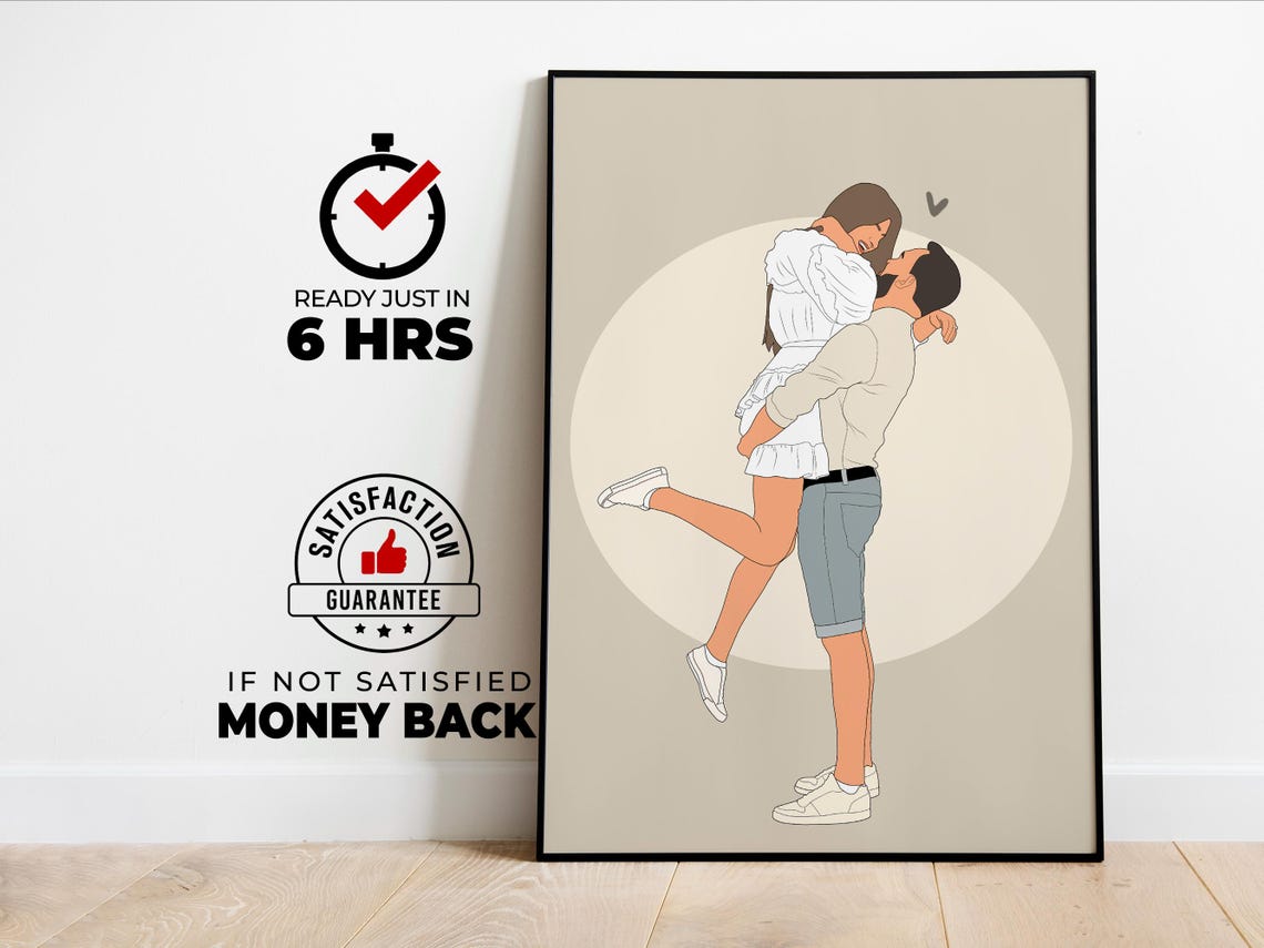 Romantic Minimal Lift and Kiss Couple on Beige Circle Poster