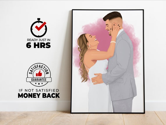 Engagement Gift Couple Portrait Faceless Portrait Print Custom Portrait Friend Illustration Personalized Gift For Her