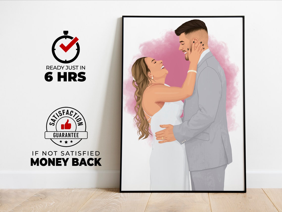 Engagement Gift Couple Portrait Faceless Portrait Print Custom Portrait Friend Illustration Personalized Gift For Her
