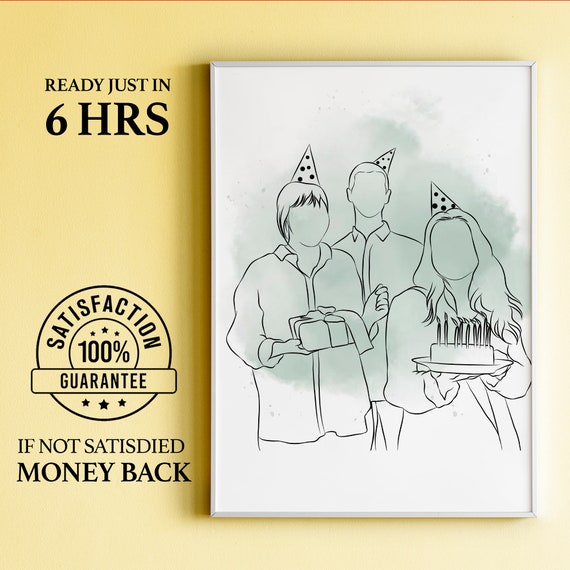 Custom Line Drawing Couple Friends Birthday Custom Portrait Portrait Pic Sketches From Photo Personalized Gifts Gift For Best Friend
