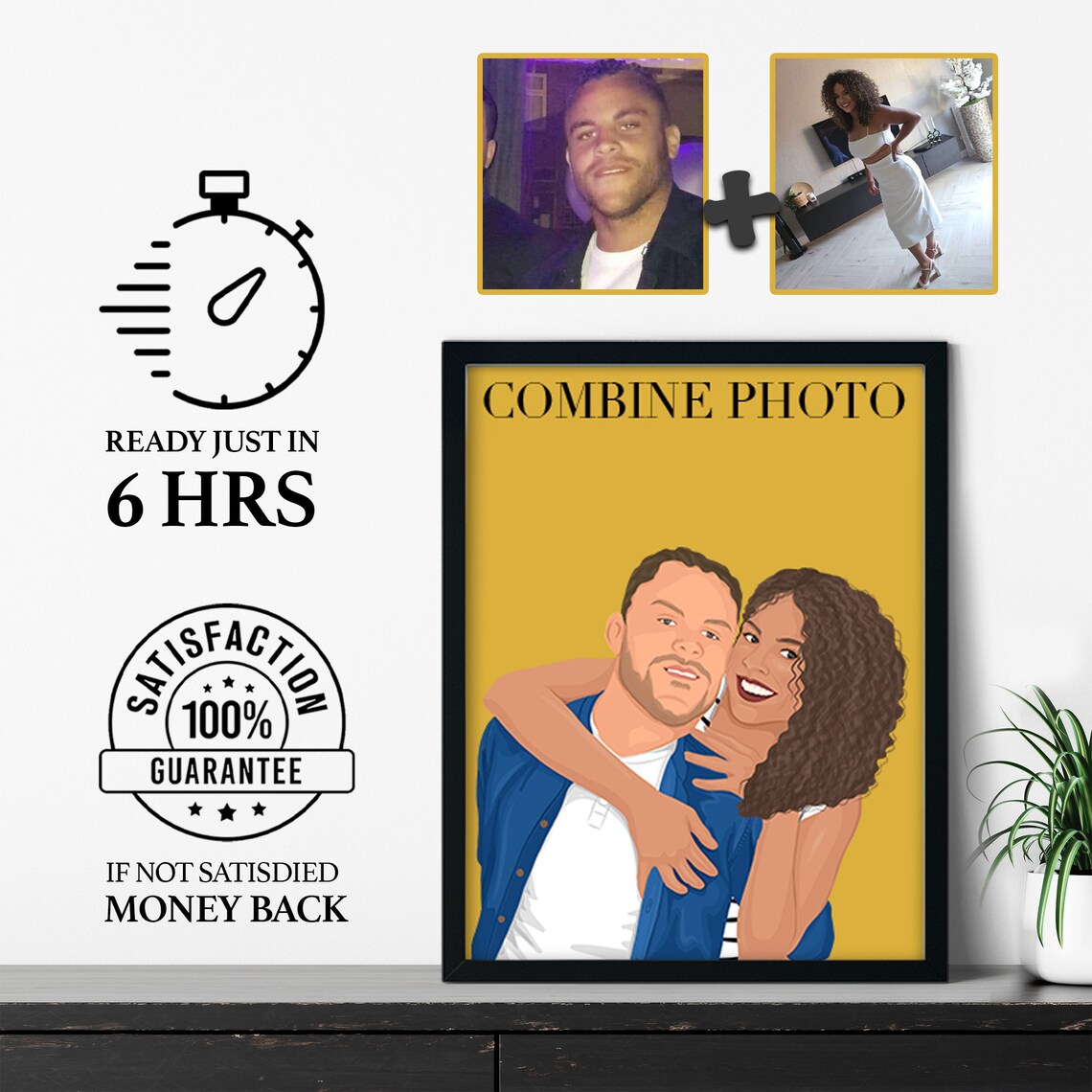 Handmade Custom Portrait, Personalized Gift For Her