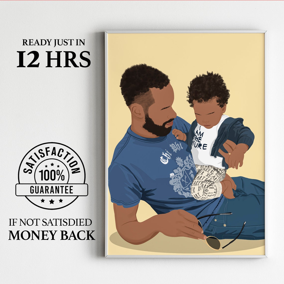Father and Toddler with I AM THE FUTURE Shirt Faceless Portrait Poster