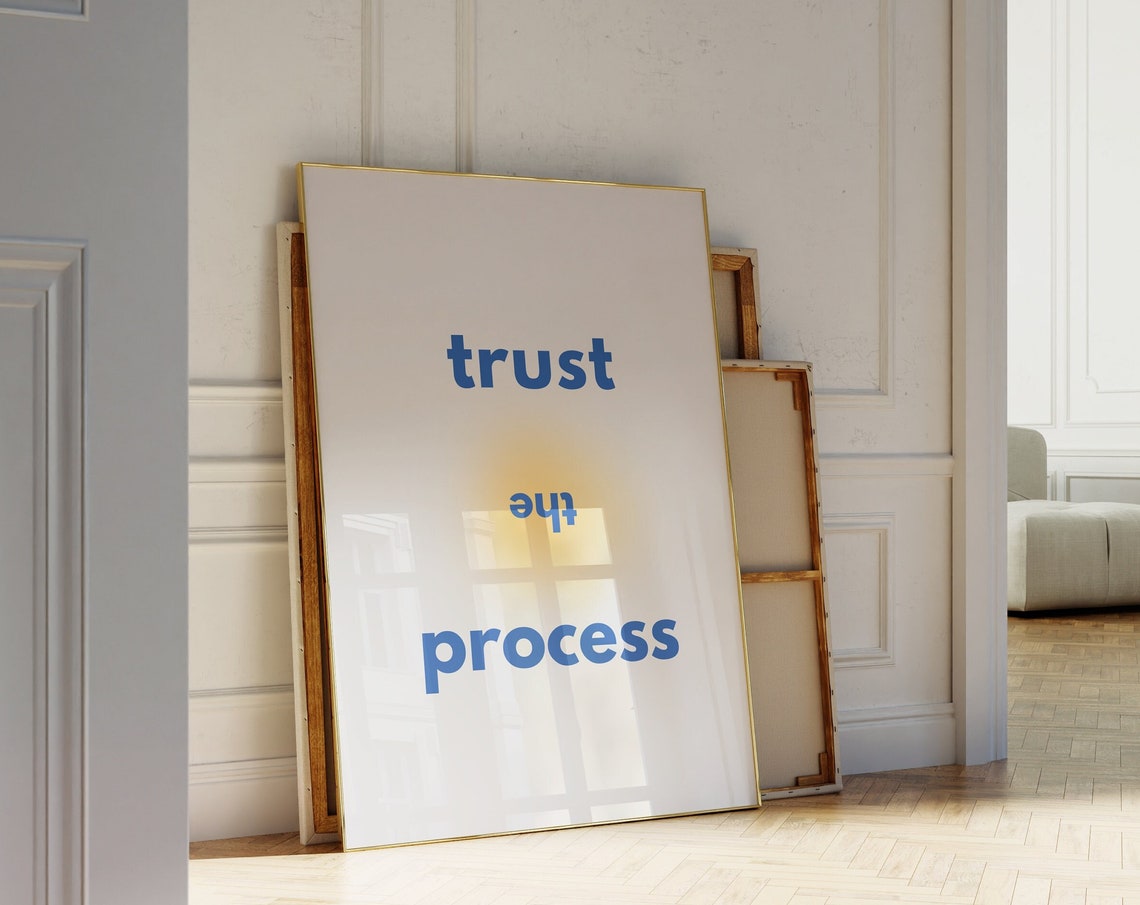 Trust The Process Print Spiritual Gradient Poster Minimalistic Typography Wall Art Aura Manifestating Affirmation Aesthetic Wall Decor