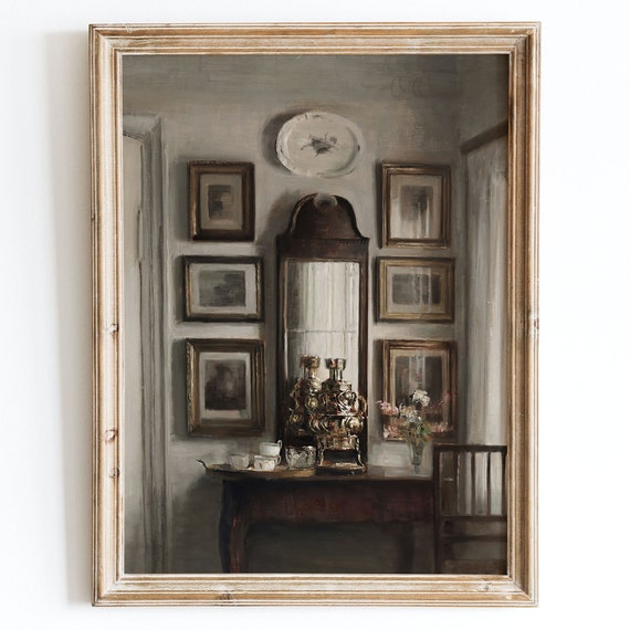 Rustic Vintage European Country Home Interior Room Decor Oil Painting Wall Art Print Neutral Muted Poster Antique Moody Farmhouse Vp65
