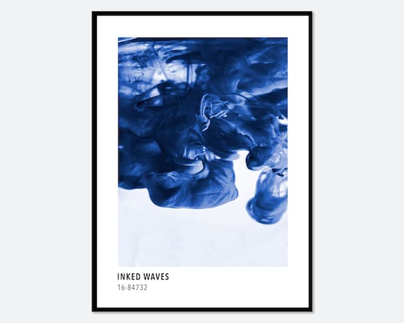 Inked Waves Blue Color Card-Inspired Abstract Poster