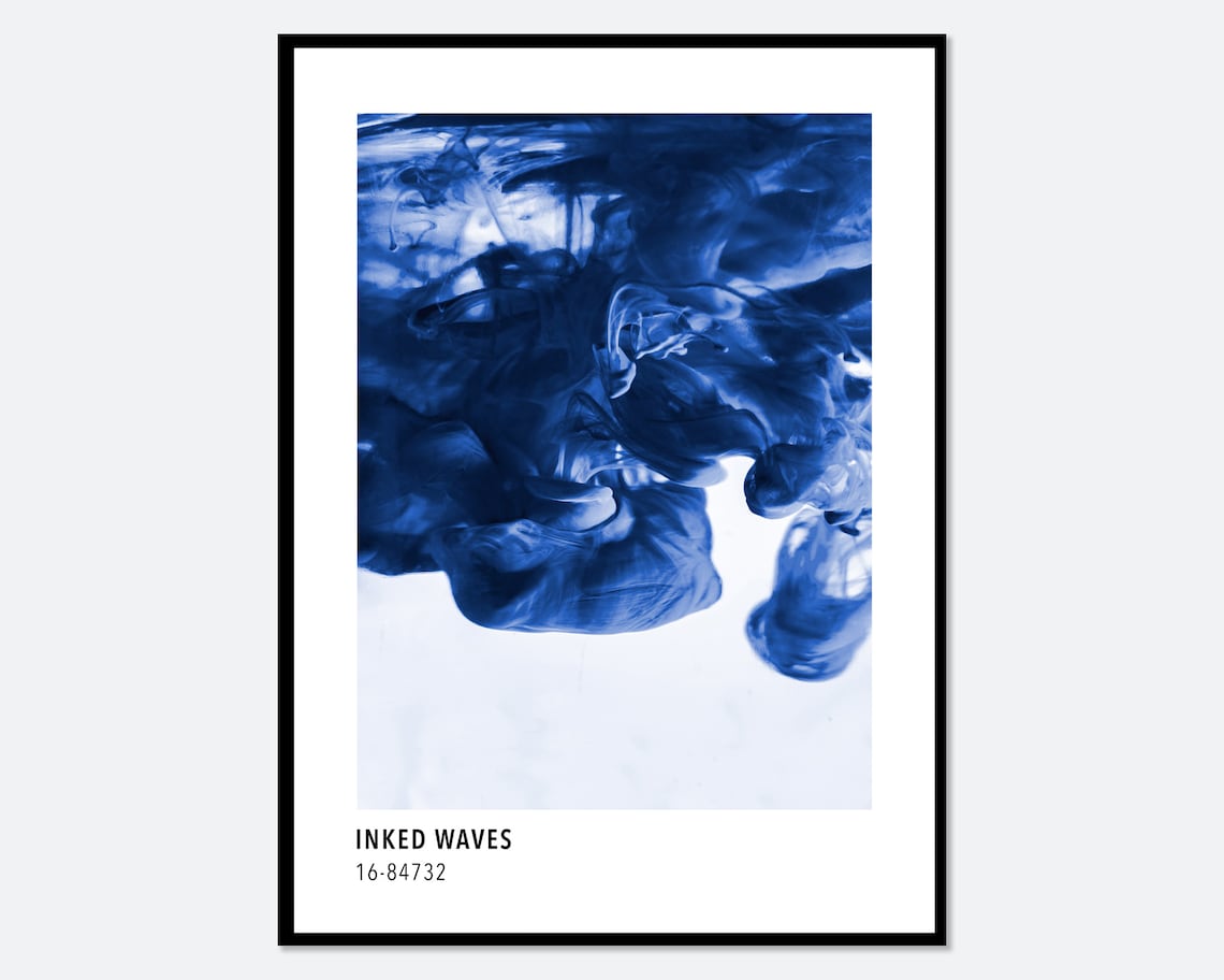 Inked Waves Blue Color Card-Inspired Abstract Poster