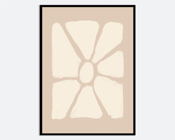 Abstract Beige Flower Petal Wall Art Print Hand Drawn Minimal Botanical Illustration Modern Contemporary Floral Poster Ma116