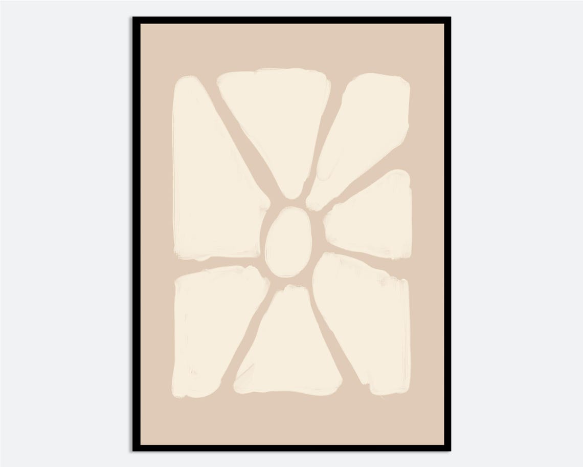 Abstract Beige Flower Petal Neutral Minimalist Modern Art Print