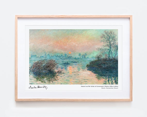 Monet Sunset On The Seine At Lavacourt Winter Effect Vintage Poster Art Print Claude Famous Painting N42a