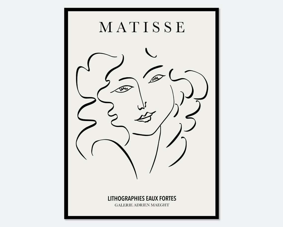 Henri Matisse Woman Face Vintage Line Art Print - Image 2