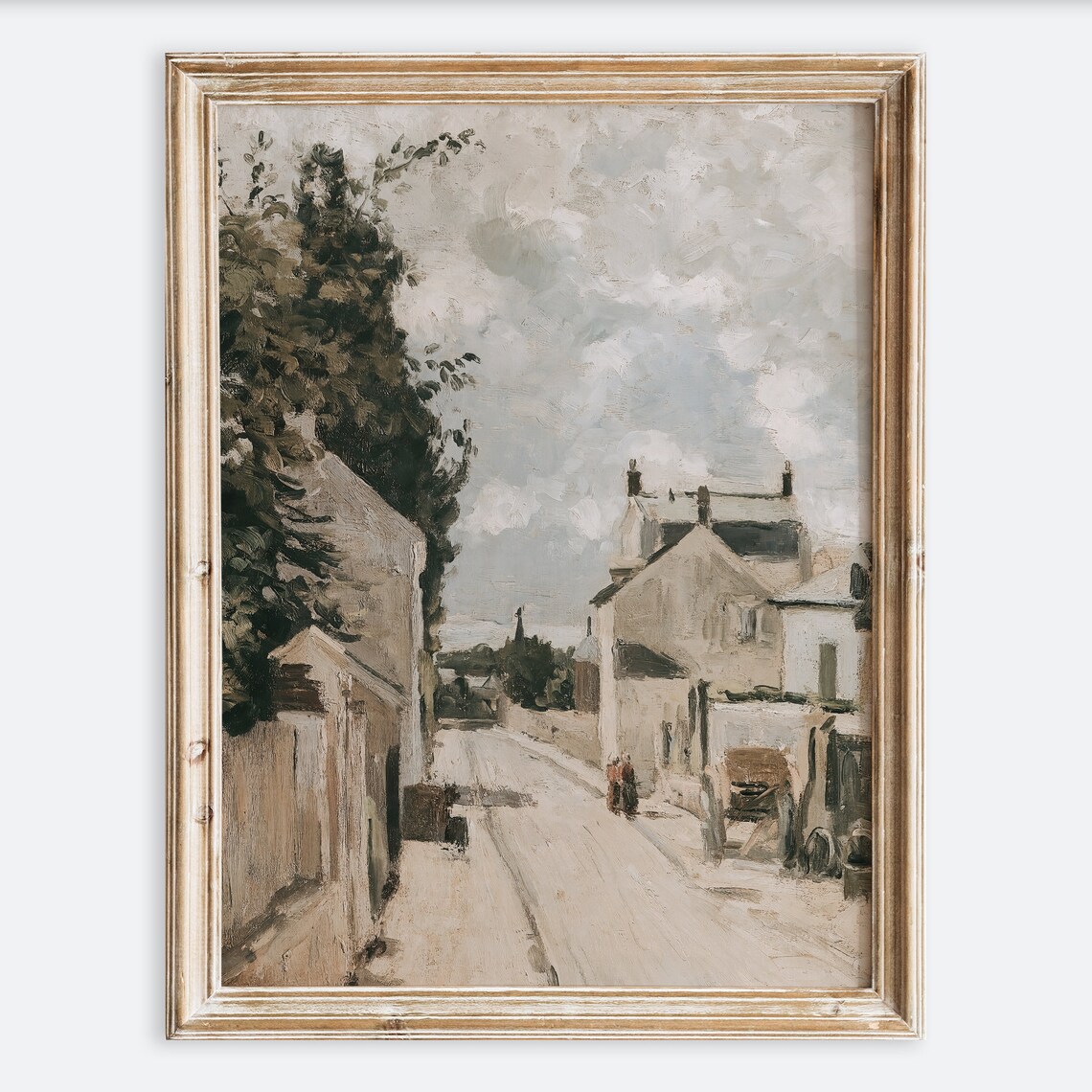 Old European Village Street With Stone Houses Vintage Painting Poster