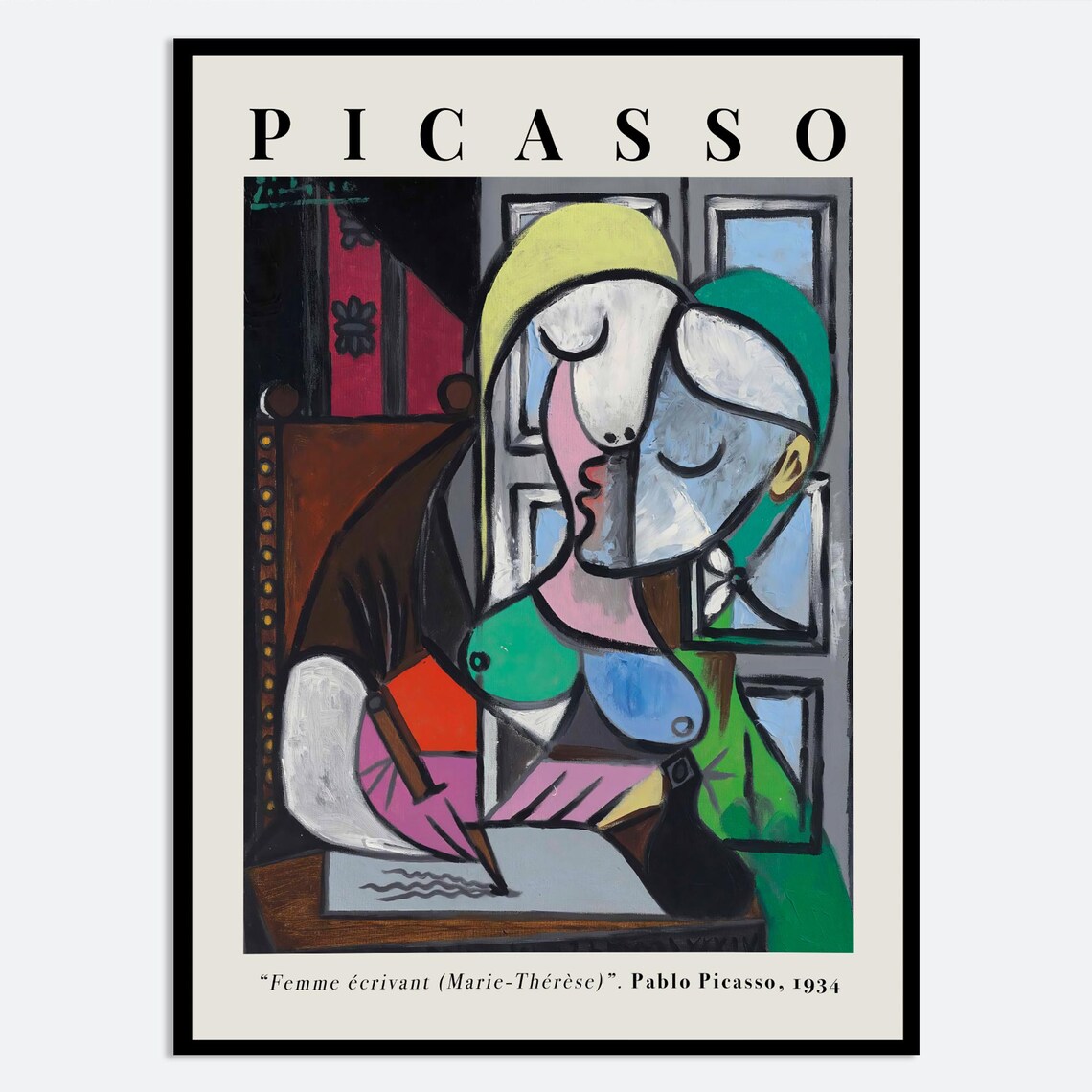 Picasso Woman Writing Portrait 1934 Abstract Cubist Art Museum Poster