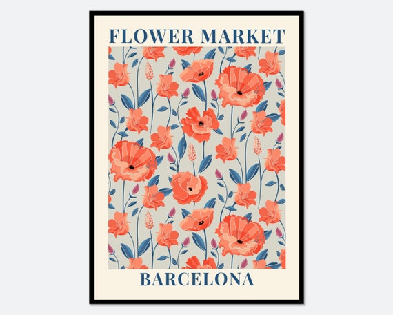 Flower Market Barcelona Colorful Botanical Art Print