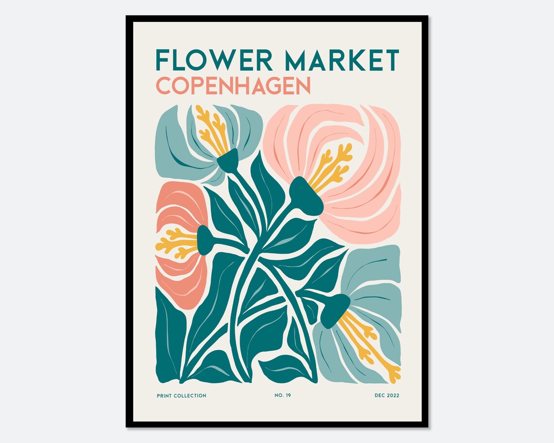 Flower Market Copenhagen Matisse Style Botanical Print